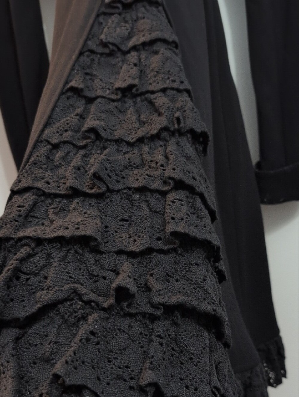 Betsey Johnson Black Coat with Crochet Ruffles - Picture 13 of 16
